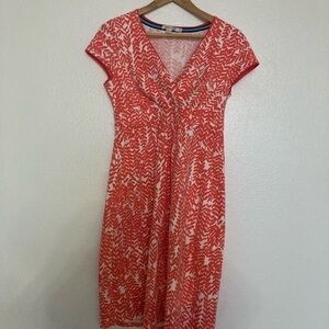 Boden Coral Patterned Midi Dress